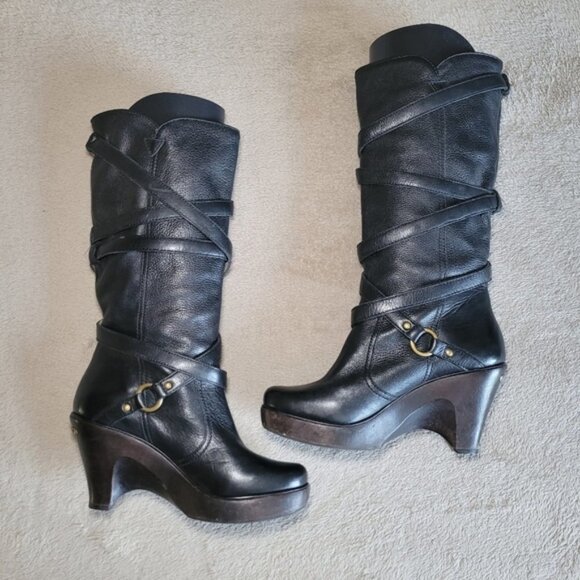 MICHAEL Michael Kors Shoes - Michael Kors black leather round toe mid calf heeled boots size 8